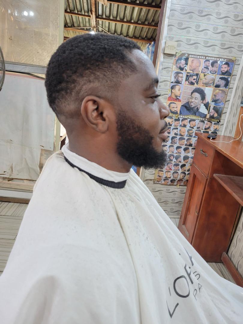 Afro Fade with Beard shape-up